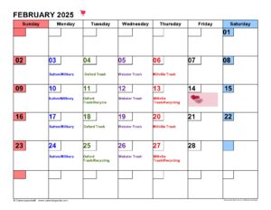 February 2025 Calendar Recycling-page0001